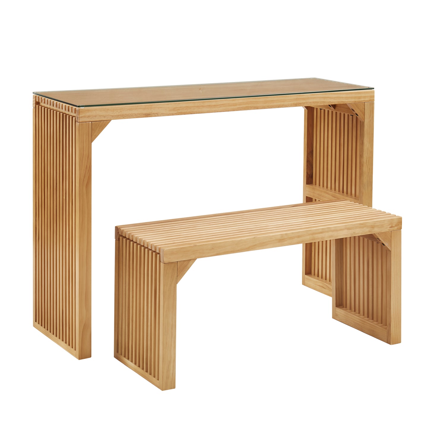 Dining Bench and Table Set, Pine Wood Design for Entryways, Living Rooms, and Kitchens