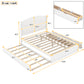 Wood Queen Size Platform Bed with Twin Size Trundle and 2 Drawers White