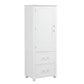 Tall Bathroom Storage Cabinet with 2 Drawers and Adjustable Shelf, White MDF Board Design