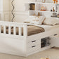 Twin Size Captain Platform Bed Frame with Storage Bookcases and Shelves,Four Drawers,White