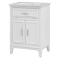 24" Bathroom Vanity with Sink, Solid Wood and MDF Cabinet with One Flip Drawer and Doors, White