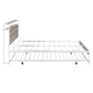 Full Size Metal Platform Bed Frame with Trundle, USB Ports and Slat Support No Box Spring Needed White