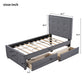 Linen Upholstered Platform Bed With Headboard and Two Drawers Twin