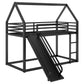 Twin over Twin House Bunk Bed with Ladder and Slide,Black