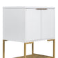 Bathroom Vanity with Sink, Bathroom Vanity Cabinet with Two Doors and Gold Metal Frame, Open Storage Shelf, White