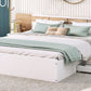 Queen Size Platform Bed with Headboard, Drawers, Shelves, USB Ports and Sockets  White