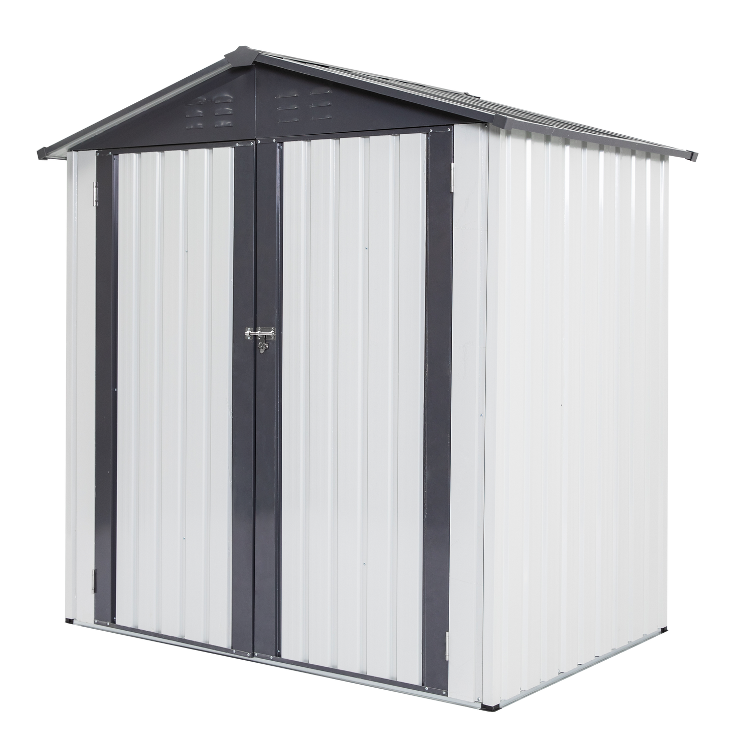 XWT014 Garden Metal Storage Shed Gray White 6x4x6ft outdoor storing tools Rainproof Hinge door version