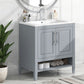 Bathroom Vanity with Sink, Multi-functional Bathroom Cabinet with Doors and Drawers, Solid Frame and MDF Board, Grey