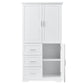 Tall and Wide Storage Cabinet with Doors, Three Drawers for Bathrooms and Offices, White Finish