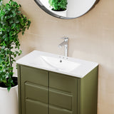 Single Bathroom Basin Sink, Vanity Top Only, 3-Faucet Holes, Resin