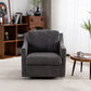 Large Swivel Chair with Soft Cushions, Modern Design in Skin-Friendly Gradient Linen Fabric, Grey Finish