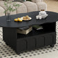 ON-TRANS flexible cream style coffee table with 2 brake wheels, drawers, large storage space,black, 39.37 '' x 23.6 ''