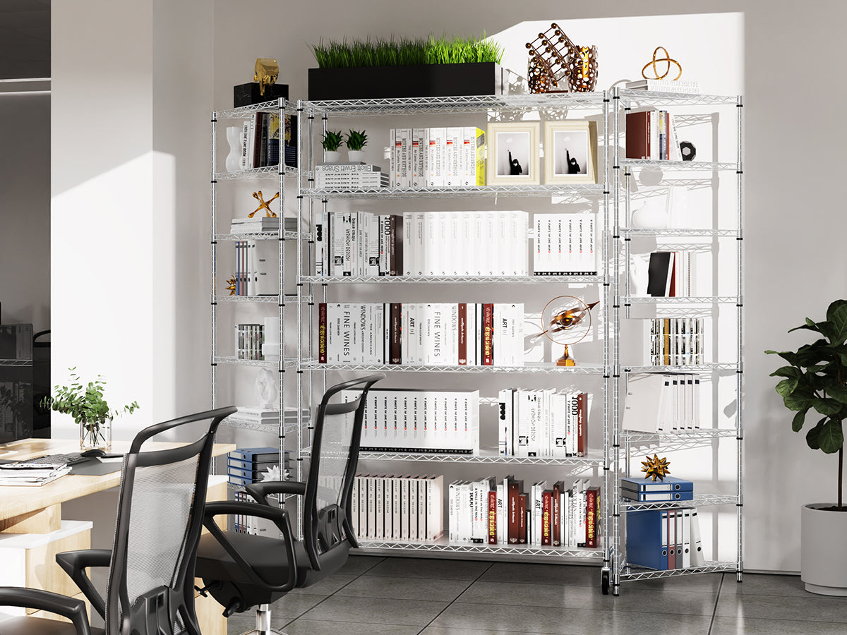 6-Tier Wire Shelving Unit, 6000 LBS Capacity, NSF-Approved Adjustable Metal Garage Storage Shelves with Wheels