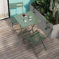 3 Piece Patio Bistro Set of Foldable SquareTable and Chairs, Dark Greem