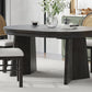 TREXM 5-Piece Retro Dining Set, Expandable Table and 4 Cushioned Chairs with Rattan Backrests, Espresso Finish