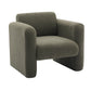 Modern Chair with Sheepskin Sherpa Fabric, Soft Cushion Armchair in Seaweed Green for Living Rooms