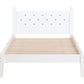 Twin Bed with Button-Decoration Headboard, with Bed Slats,White