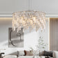 Deluxe round silver crystal chandelier, modern rectangular chandelier (excluding light bulbs)