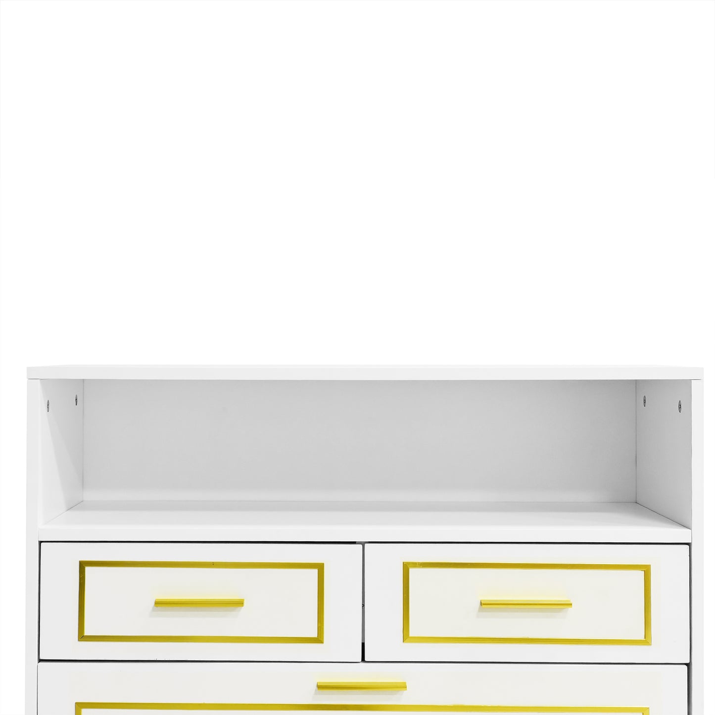 U-Can Shoe Cabinet with 2 Flip Drawers, 2 Slide Drawers, and 1 Shelf, Modern White Finish