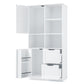 Bathroom storage cabinet with doors and drawers, multiple storage spaces, independent, open adjustable shelves, white