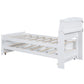 Twin Size Platform Bed with Storage LED Headboard Twin Size Trundle and 3 Drawers White