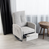 Accent Rocking Chair with Footrest, High Back Design with Rubber Wood Legs for Bedrooms and Living Spaces