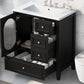 Bathroom Vanity with Sink, Bathroom Vanity Cabinet with Three Drawers and Door, Solid Wood and MDF, Black