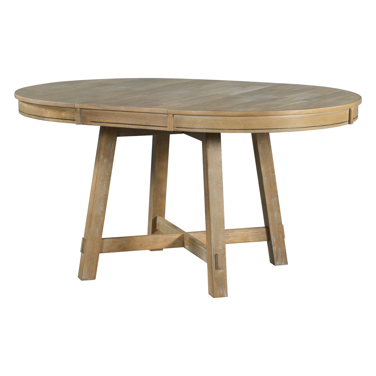 TREXM Farmhouse Round Extendable Dining Table