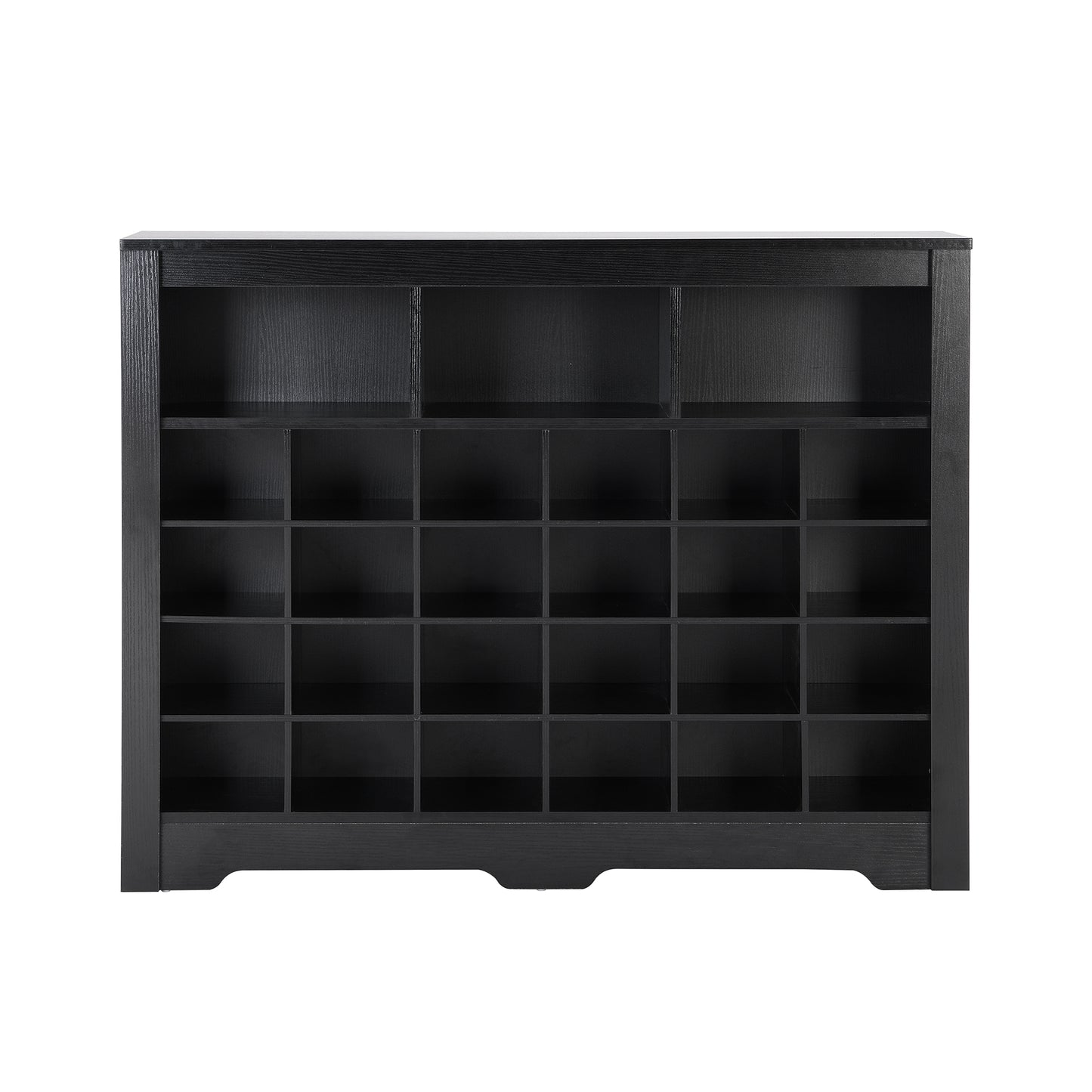 ONTREND Sleek Design 24 shoe cabinet, modern shoe cabinet with curved base, high-quality multifunctional side panel, black