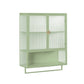 Glass Doors Modern Two-door Wall Cabinet with Featuring Two-tier Enclosed Storage Green