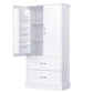 Tall Bathroom Storage Cabinet with Two Doors and Drawers, Adjustable Shelf, MDF Board, White Finish