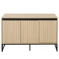 Engraved 3-Door Side Panel Cabinet with LED, Modern Coffee Bar Cabinet with Adjustable Shelves