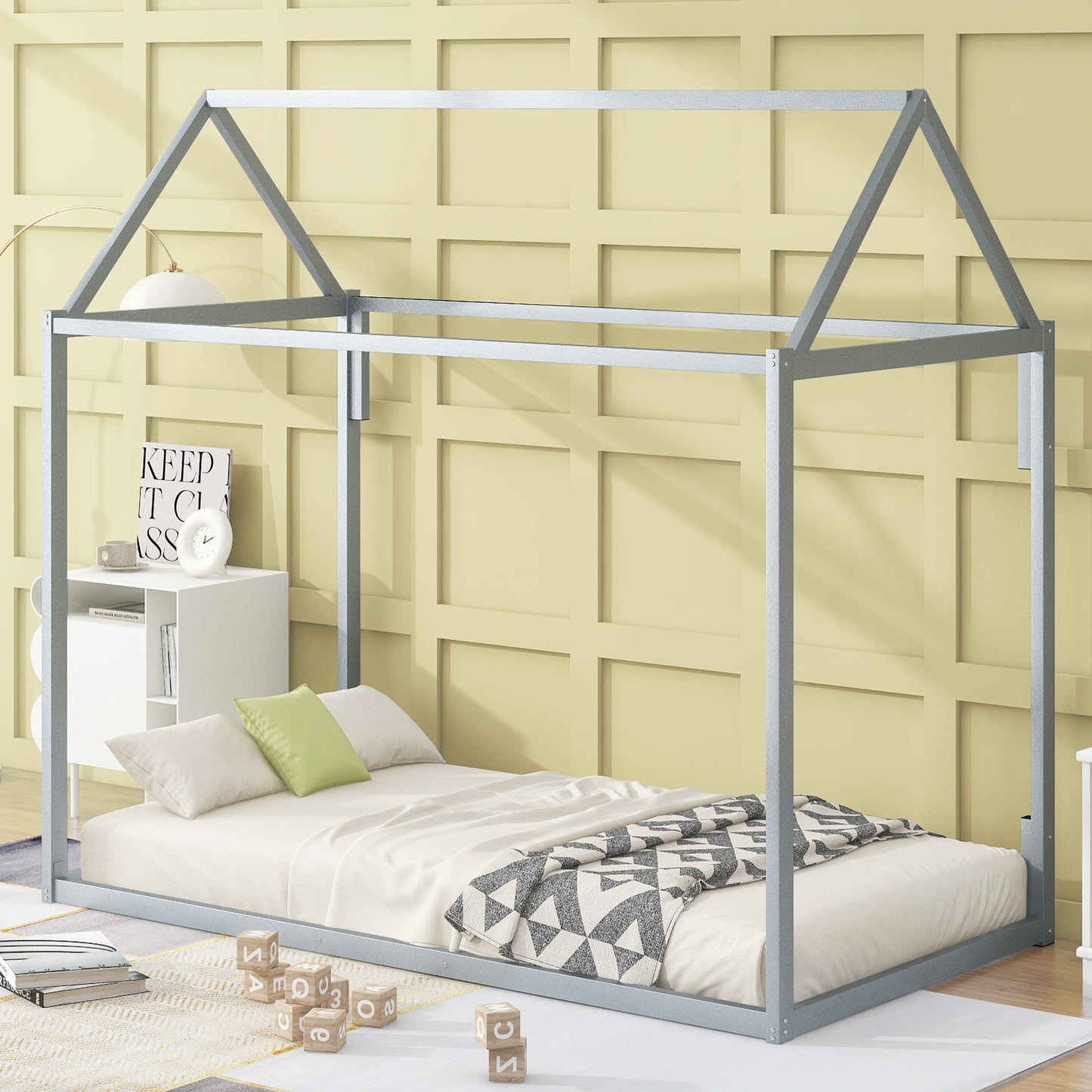 Metal House Shape Platform Bed twin