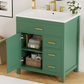 30-Inch Green Bathroom Vanity with Ceramic Sink and Ample Storage - Ideal Choice for Small Bathrooms