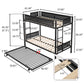 Metal double bed with casters/sturdy frame/no noise/comfortable guardrail/2 side ladders/no need for spring box