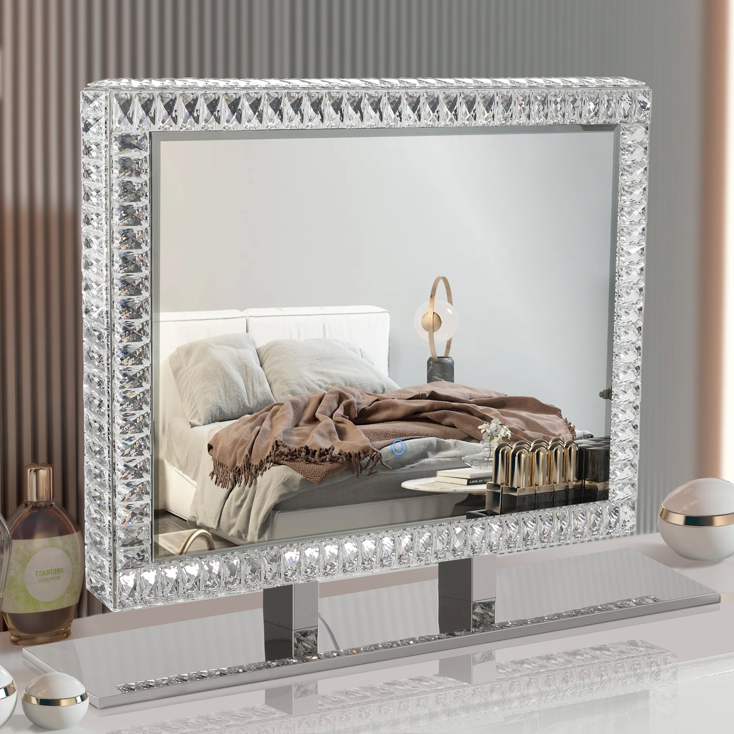 LED Crystal Mirror Light With Dimmable Lights