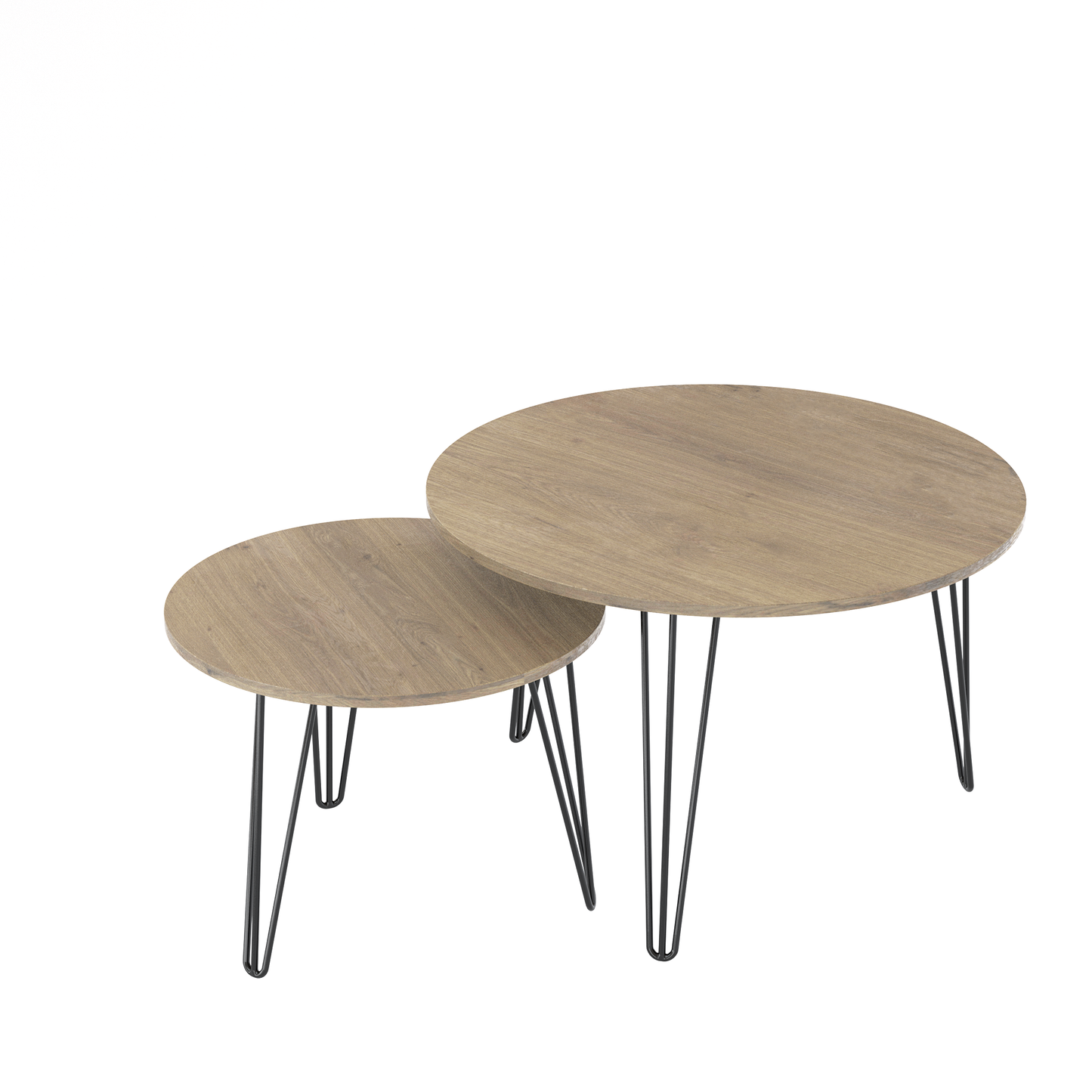 27.56'' Round Nesting Coffee Table Set of 2, Circular Nesting End Table Set  Sturdy Metal Base for Living Room, bedroom, Brown