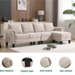 Convertible Sectional Sofa with Storage, L-Shaped Four-Seater Design in Modern Linen Fabric, Beige