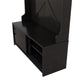 Hall Tree with Roof Rack and Storage Platform, Corridor Shoe Cabinet with Sliding Door and 5 Hooks, Black