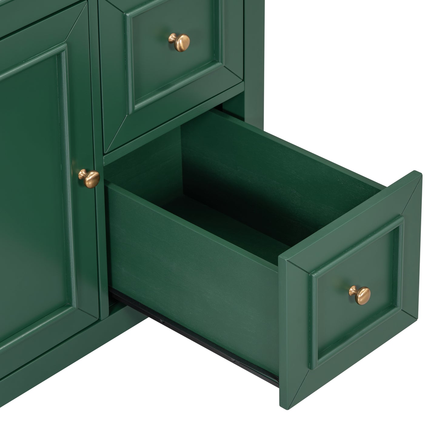 30" Bathroom Vanity with Sink Top, Solid Wood Cabinet with Door and Two Drawers, Green