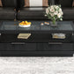 U-Can modern wooden coffee table with 2 drawers and minimalist display coffee table with transparent tempered glass