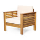 Outdoor Acacia Wood Club Chairs with Cushions, Teak+Beige