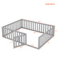 Queen Size Wood Floor Bed Frame with Fence and Door Gray(OLD SKU:WF289663AAE)