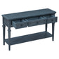 TREXM Classic Retro Style Console Table with Three Top Drawers and Open Style Bottom Shelf (Navy)