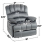 Large Manual Recliner Chair in Fabric, Comfortable Design for Living Rooms, Grey