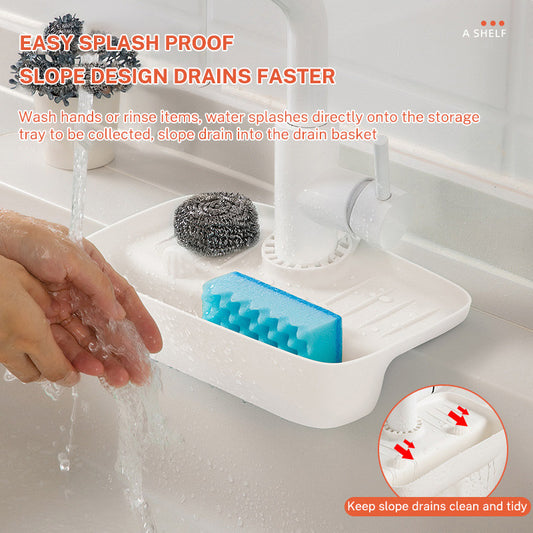 Faucet Splash Proof Drainage Rack, Sink Water Collection Pad, Kitchen Cloth, Sponge Wipe, and Drainage Storage Rack