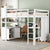 Wood Loft Bed with Cabinet and Bookshelf, Full Size Loft with Wardrobe and Desk for Kids,White