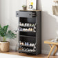 ONTREND functional with 2 flipped drawers, top shoe cabinet with adjustable panel, independent shoe rack, gray