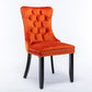 High-end Tufted Solid Wood Contemporary Velvet Upholstered Dining Chair with Wood Legs Nailhead Trim 2-Pcs Set Orange