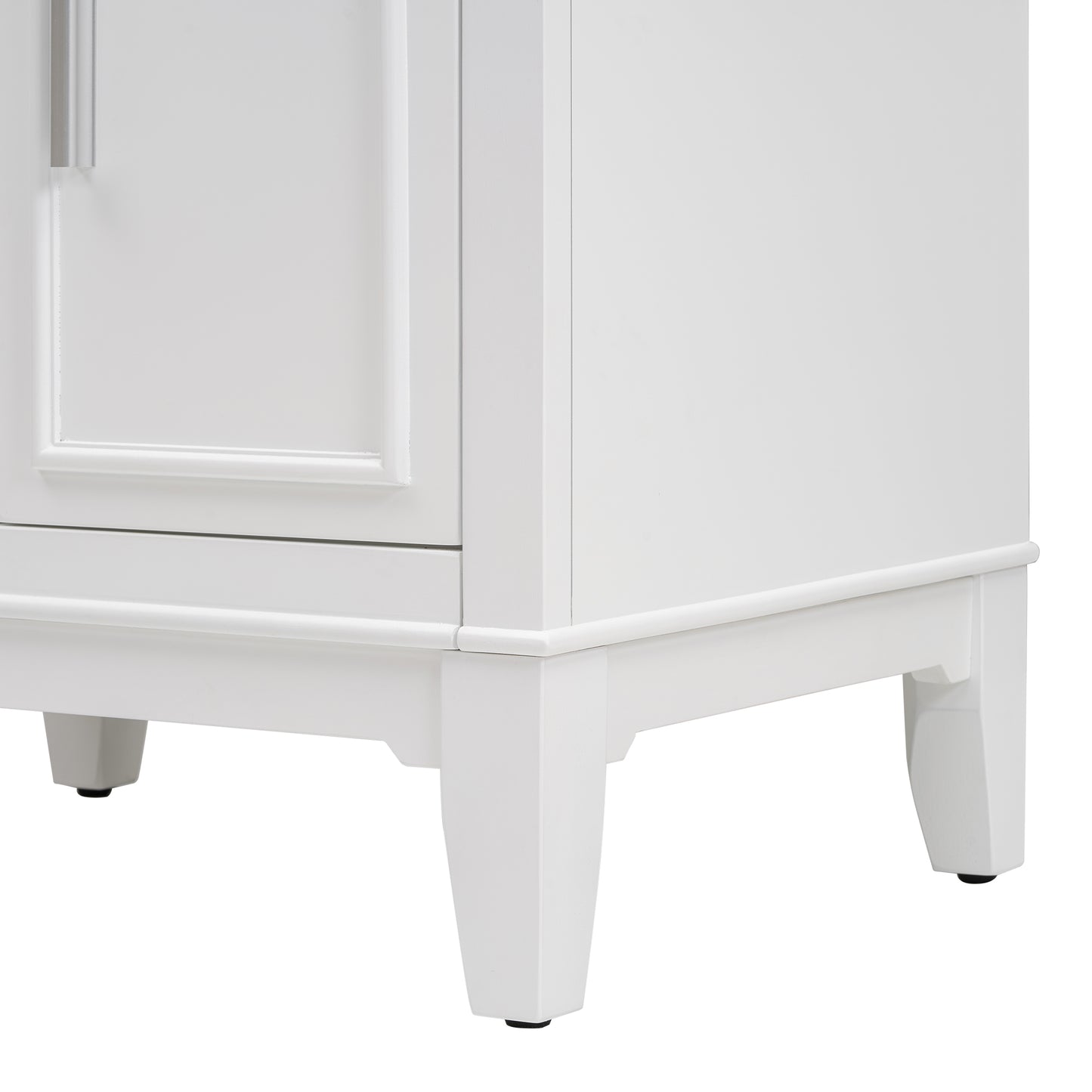 24" Bathroom Vanity with Sink, Solid Wood and MDF Cabinet with One Flip Drawer and Doors, White